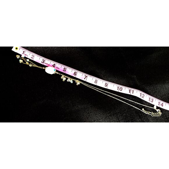 14 Inch Milk Glass and Aurora Borealis Vintage Style Necklace by Lia Sophia - Picture 5 of 8